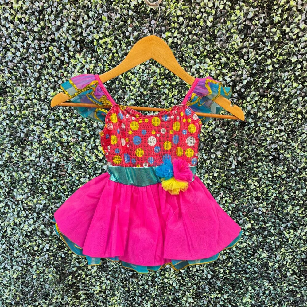 Pink and Multicolor Polka Dot Dance Costume